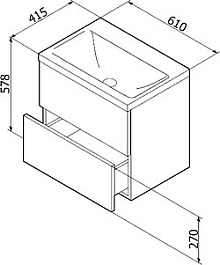 Am.Pm Тумба с раковиной Gem 60 глубокий синий, с 2 ящиками – фотография-10